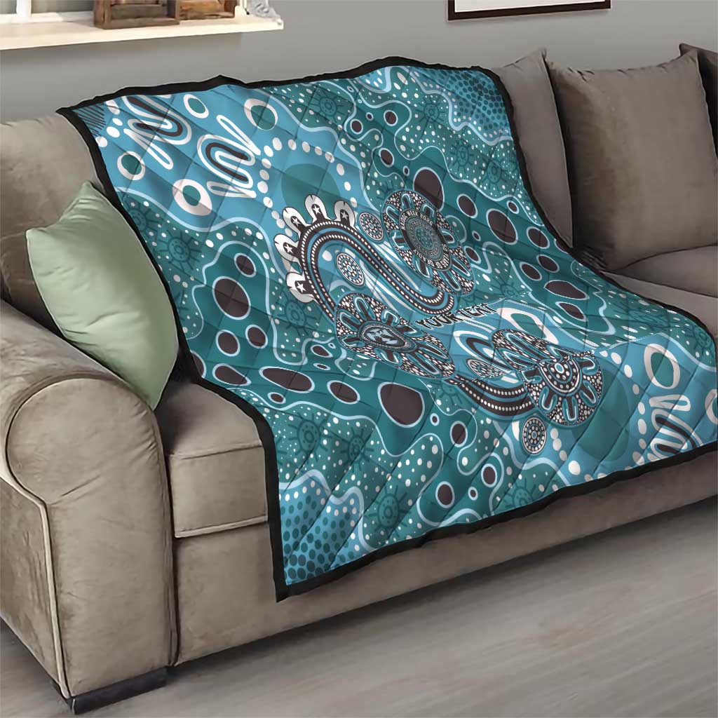 Personalised NAIDOC Week 50 Years Deadly Always Quilt Teal Aboriginal Artwork Dot Painting