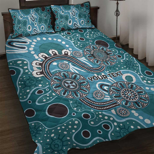Personalised NAIDOC Week 50 Years Deadly Always Quilt Bed Set Teal Aboriginal Artwork Dot Painting