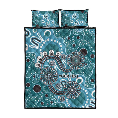 Personalised NAIDOC Week 50 Years Deadly Always Quilt Bed Set Teal Aboriginal Artwork Dot Painting
