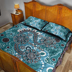 Personalised NAIDOC Week 50 Years Deadly Always Quilt Bed Set Teal Aboriginal Artwork Dot Painting