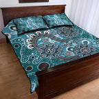 Personalised NAIDOC Week 50 Years Deadly Always Quilt Bed Set Teal Aboriginal Artwork Dot Painting