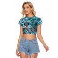 Personalised NAIDOC Week 50 Years Deadly Always Raglan Cropped T Shirt Teal Aboriginal Artwork Dot Painting
