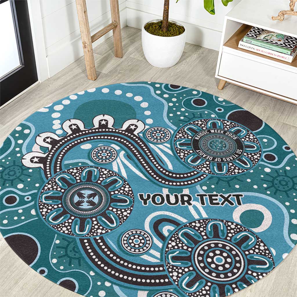 Personalised NAIDOC Week 50 Years Deadly Always Round Carpet Teal Aboriginal Artwork Dot Painting