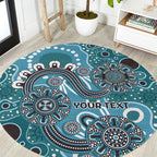 Personalised NAIDOC Week 50 Years Deadly Always Round Carpet Teal Aboriginal Artwork Dot Painting