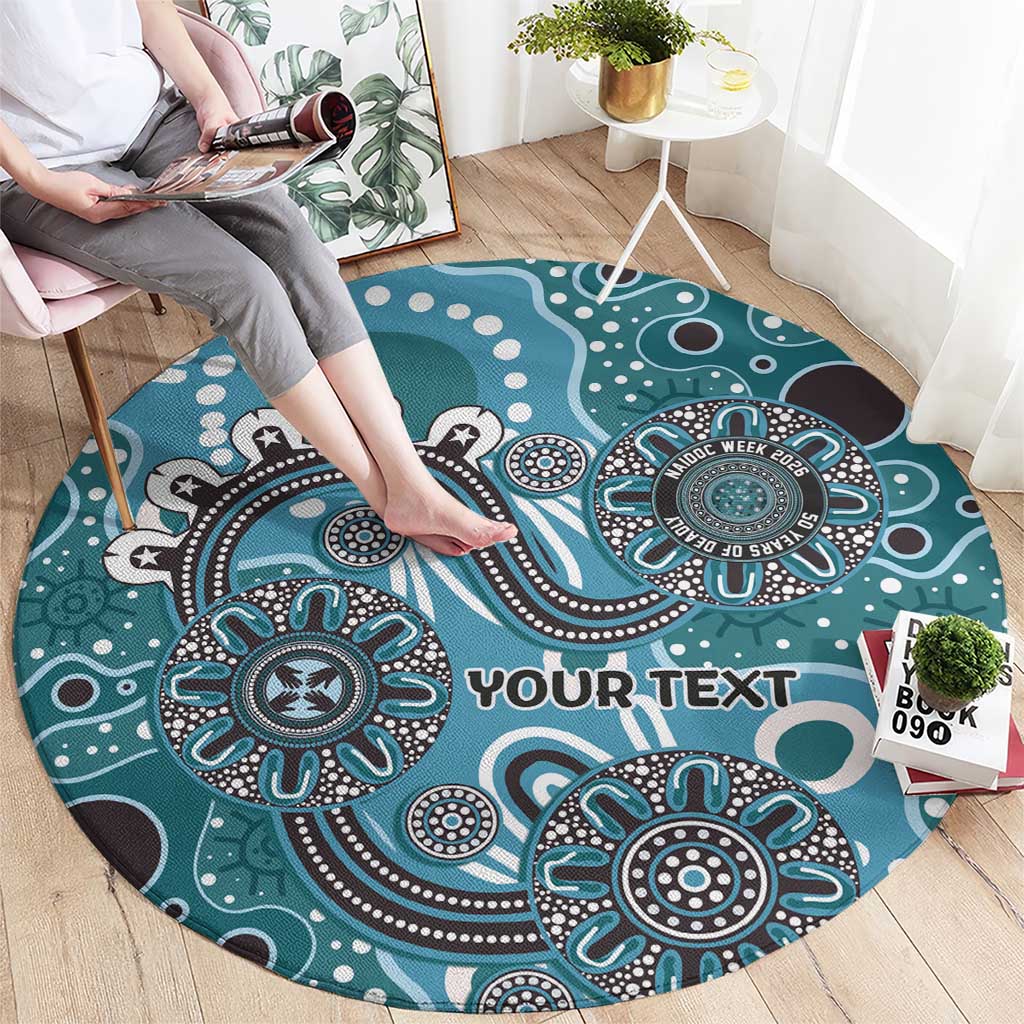 Personalised NAIDOC Week 50 Years Deadly Always Round Carpet Teal Aboriginal Artwork Dot Painting