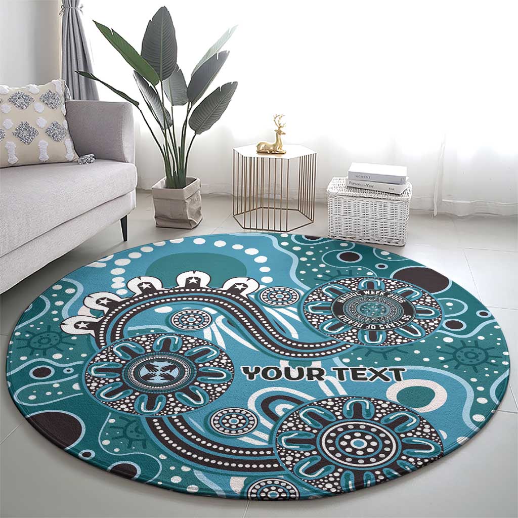 Personalised NAIDOC Week 50 Years Deadly Always Round Carpet Teal Aboriginal Artwork Dot Painting