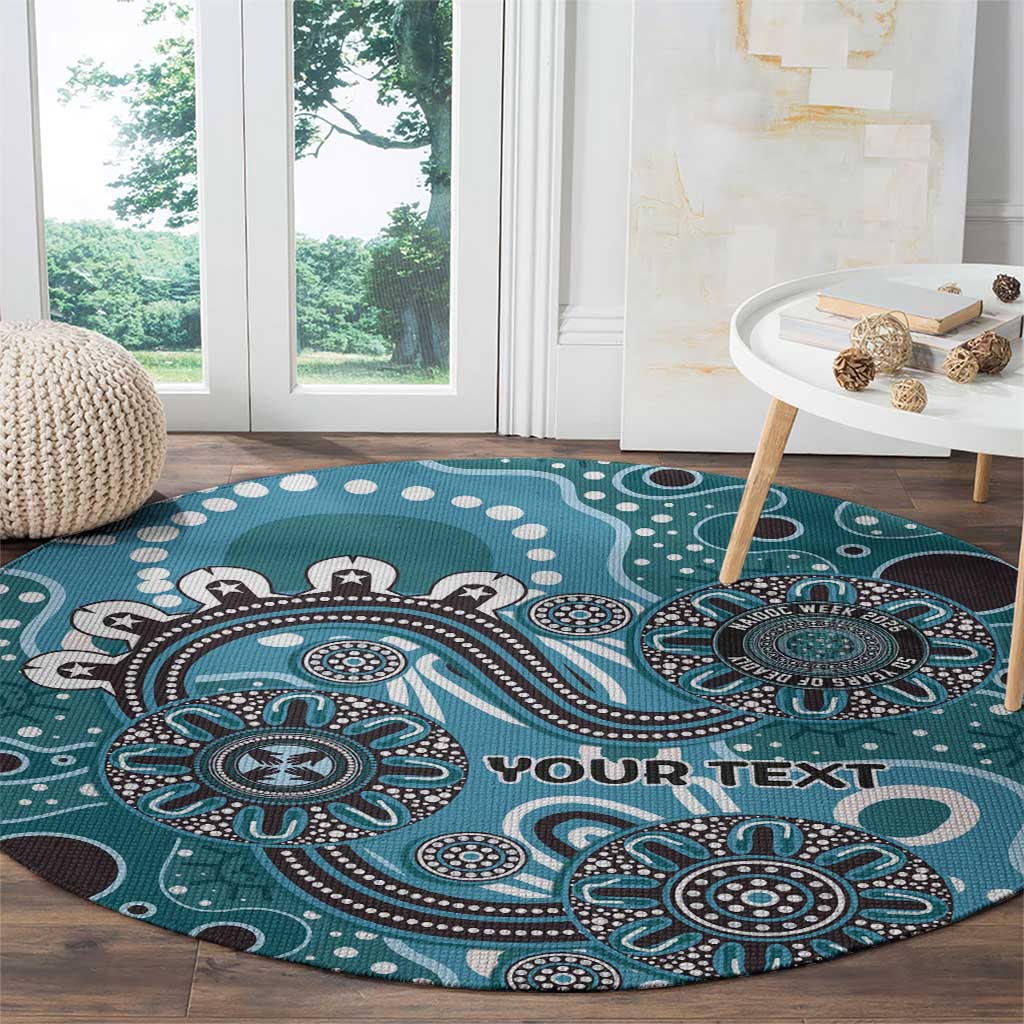 Personalised NAIDOC Week 50 Years Deadly Always Round Carpet Teal Aboriginal Artwork Dot Painting
