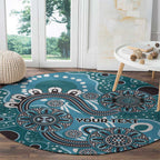 Personalised NAIDOC Week 50 Years Deadly Always Round Carpet Teal Aboriginal Artwork Dot Painting