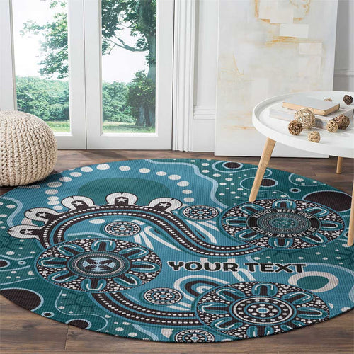 Personalised NAIDOC Week 50 Years Deadly Always Round Carpet Teal Aboriginal Artwork Dot Painting