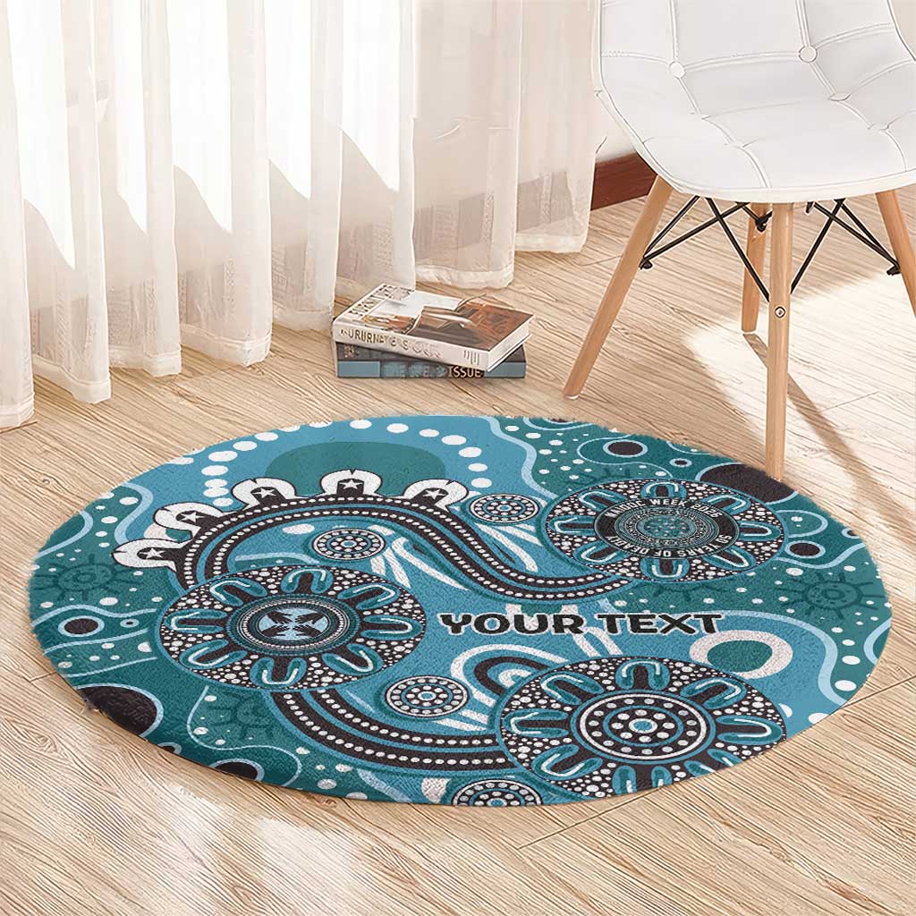 Personalised NAIDOC Week 50 Years Deadly Always Round Carpet Teal Aboriginal Artwork Dot Painting