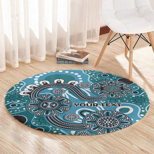 Personalised NAIDOC Week 50 Years Deadly Always Round Carpet Teal Aboriginal Artwork Dot Painting