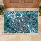 Personalised NAIDOC Week 50 Years Deadly Always Rubber Doormat Teal Aboriginal Artwork Dot Painting