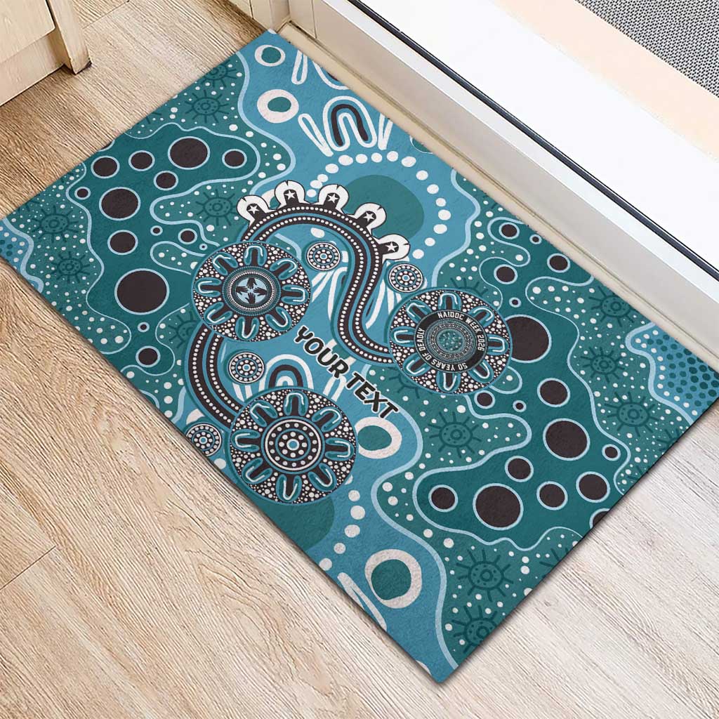 Personalised NAIDOC Week 50 Years Deadly Always Rubber Doormat Teal Aboriginal Artwork Dot Painting