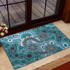 Personalised NAIDOC Week 50 Years Deadly Always Rubber Doormat Teal Aboriginal Artwork Dot Painting