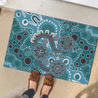 Personalised NAIDOC Week 50 Years Deadly Always Rubber Doormat Teal Aboriginal Artwork Dot Painting