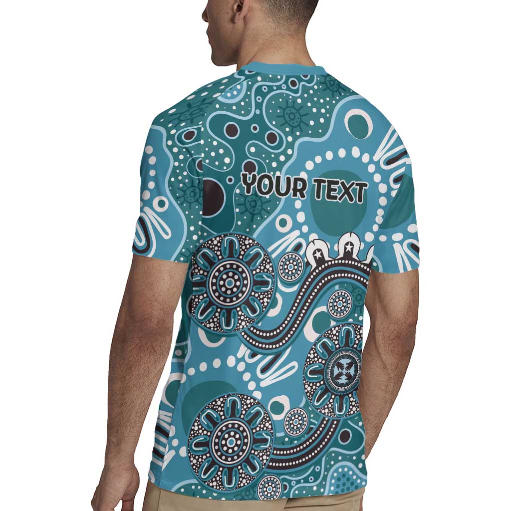 Personalised NAIDOC Week 50 Years Deadly Always Rugby Jersey Teal Aboriginal Artwork Dot Painting