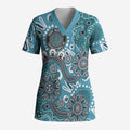 Personalised NAIDOC Week 50 Years Deadly Always Scrub Top Teal Aboriginal Artwork Dot Painting