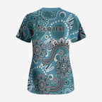 Personalised NAIDOC Week 50 Years Deadly Always Scrub Top Teal Aboriginal Artwork Dot Painting