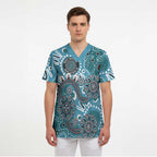 Personalised NAIDOC Week 50 Years Deadly Always Scrub Top Teal Aboriginal Artwork Dot Painting