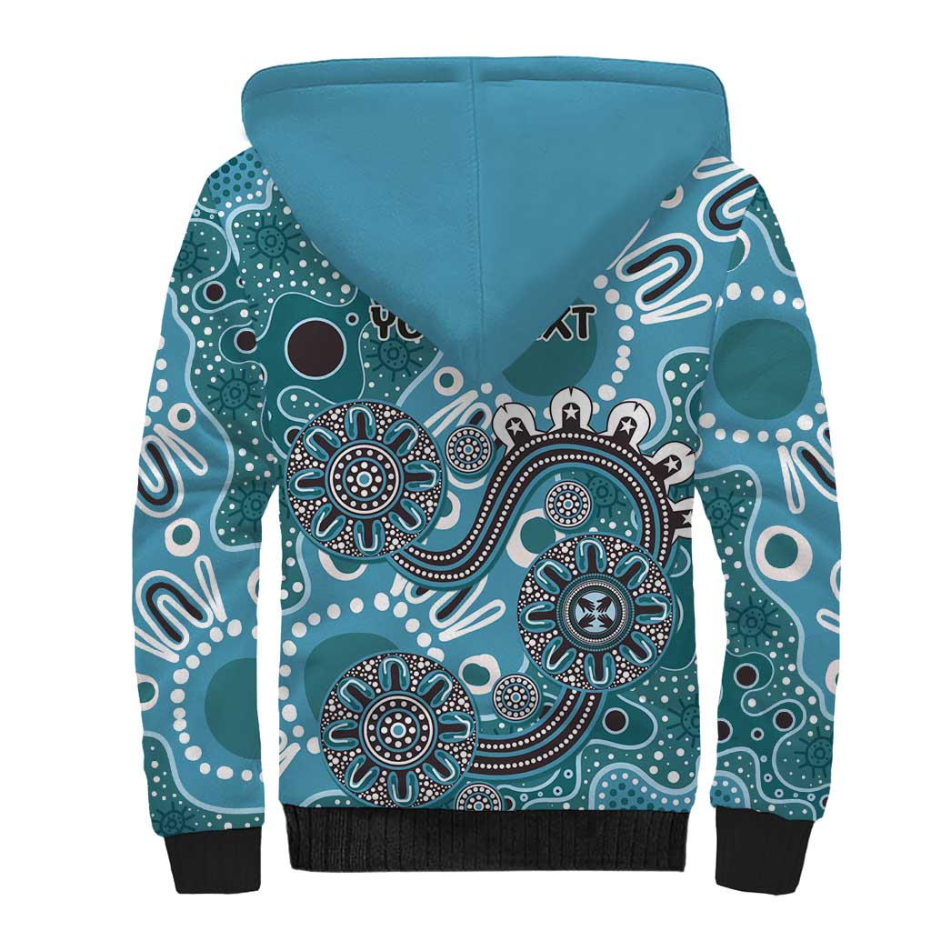 Personalised NAIDOC Week 50 Years Deadly Always Sherpa Hoodie Teal Aboriginal Artwork Dot Painting