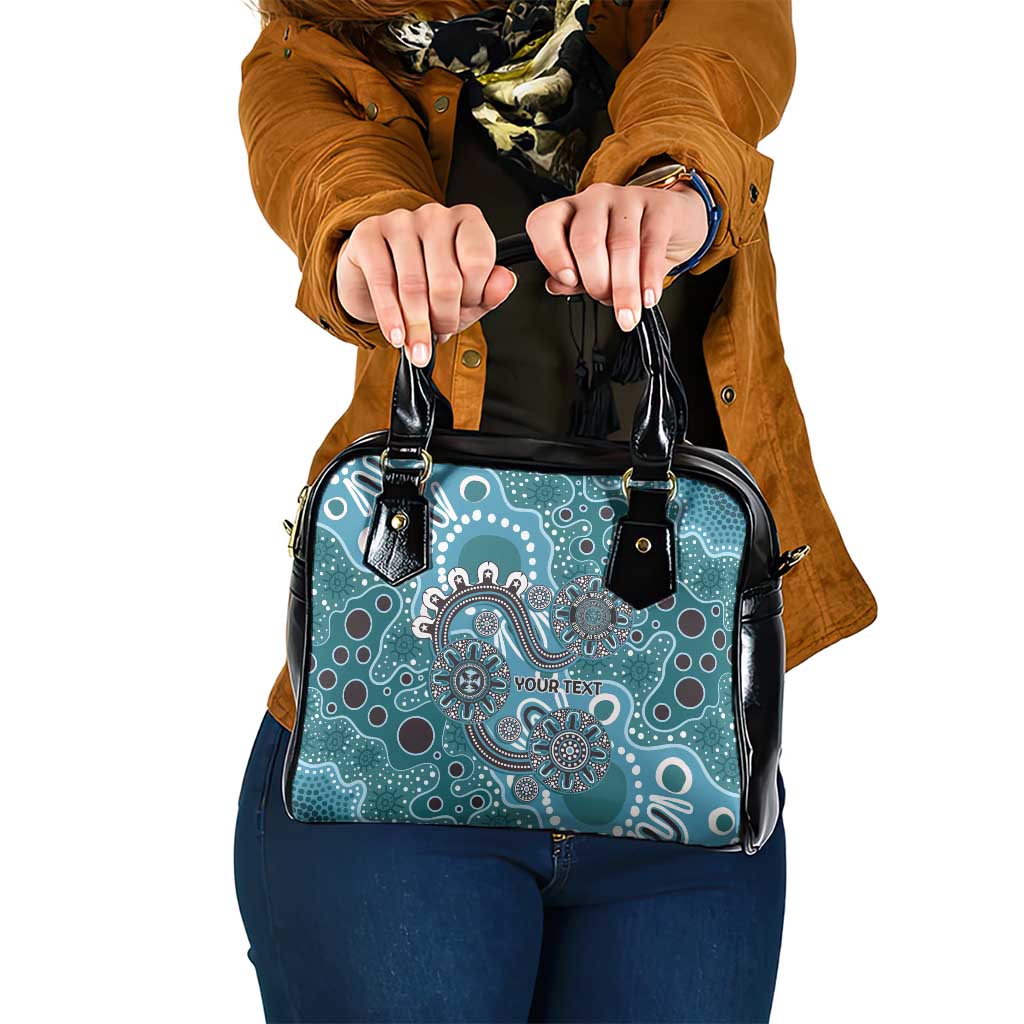 Personalised NAIDOC Week 50 Years Deadly Always Shoulder Handbag Teal Aboriginal Artwork Dot Painting