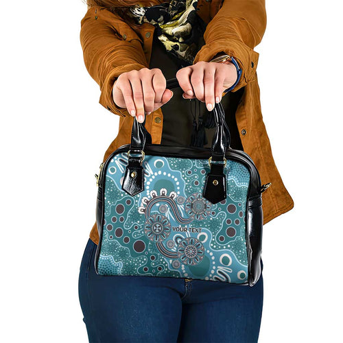 Personalised NAIDOC Week 50 Years Deadly Always Shoulder Handbag Teal Aboriginal Artwork Dot Painting