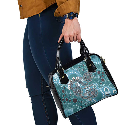 Personalised NAIDOC Week 50 Years Deadly Always Shoulder Handbag Teal Aboriginal Artwork Dot Painting
