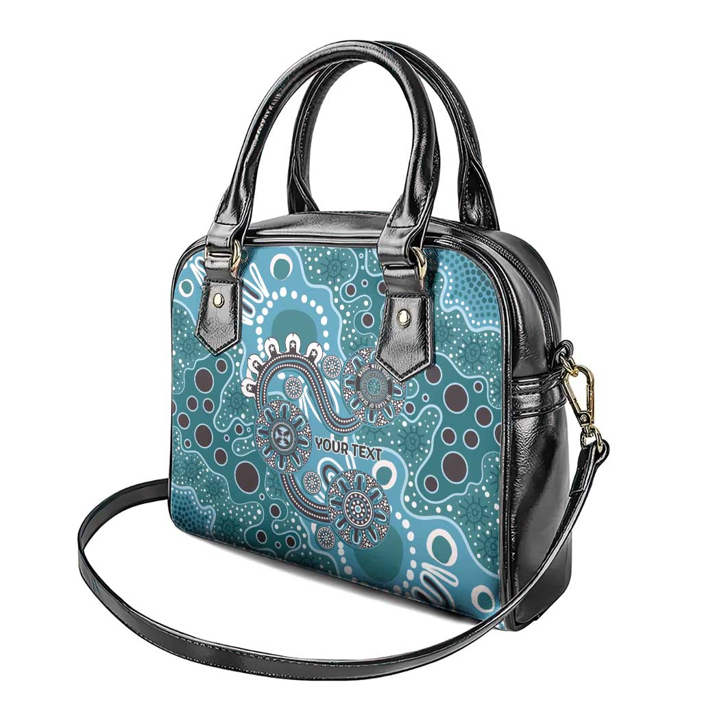 Personalised NAIDOC Week 50 Years Deadly Always Shoulder Handbag Teal Aboriginal Artwork Dot Painting