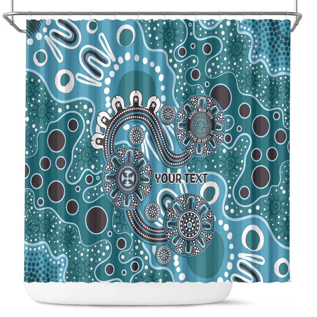 Personalised NAIDOC Week 50 Years Deadly Always Shower Curtain Teal Aboriginal Artwork Dot Painting