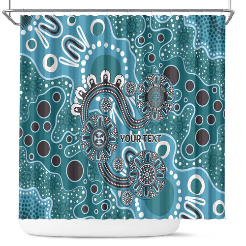 Personalised NAIDOC Week 50 Years Deadly Always Shower Curtain Teal Aboriginal Artwork Dot Painting