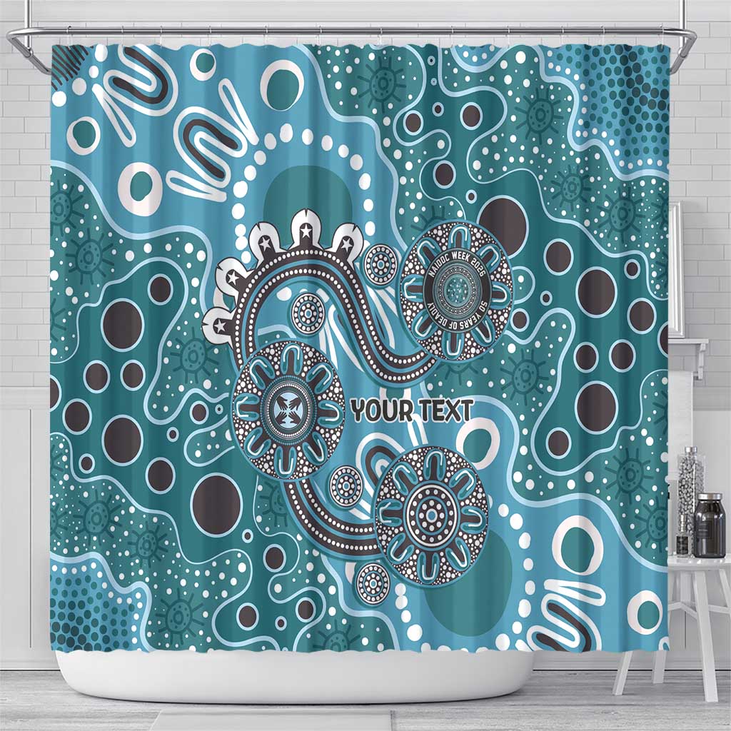 Personalised NAIDOC Week 50 Years Deadly Always Shower Curtain Teal Aboriginal Artwork Dot Painting