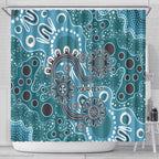 Personalised NAIDOC Week 50 Years Deadly Always Shower Curtain Teal Aboriginal Artwork Dot Painting