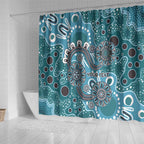 Personalised NAIDOC Week 50 Years Deadly Always Shower Curtain Teal Aboriginal Artwork Dot Painting