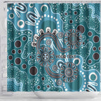 Personalised NAIDOC Week 50 Years Deadly Always Shower Curtain Teal Aboriginal Artwork Dot Painting