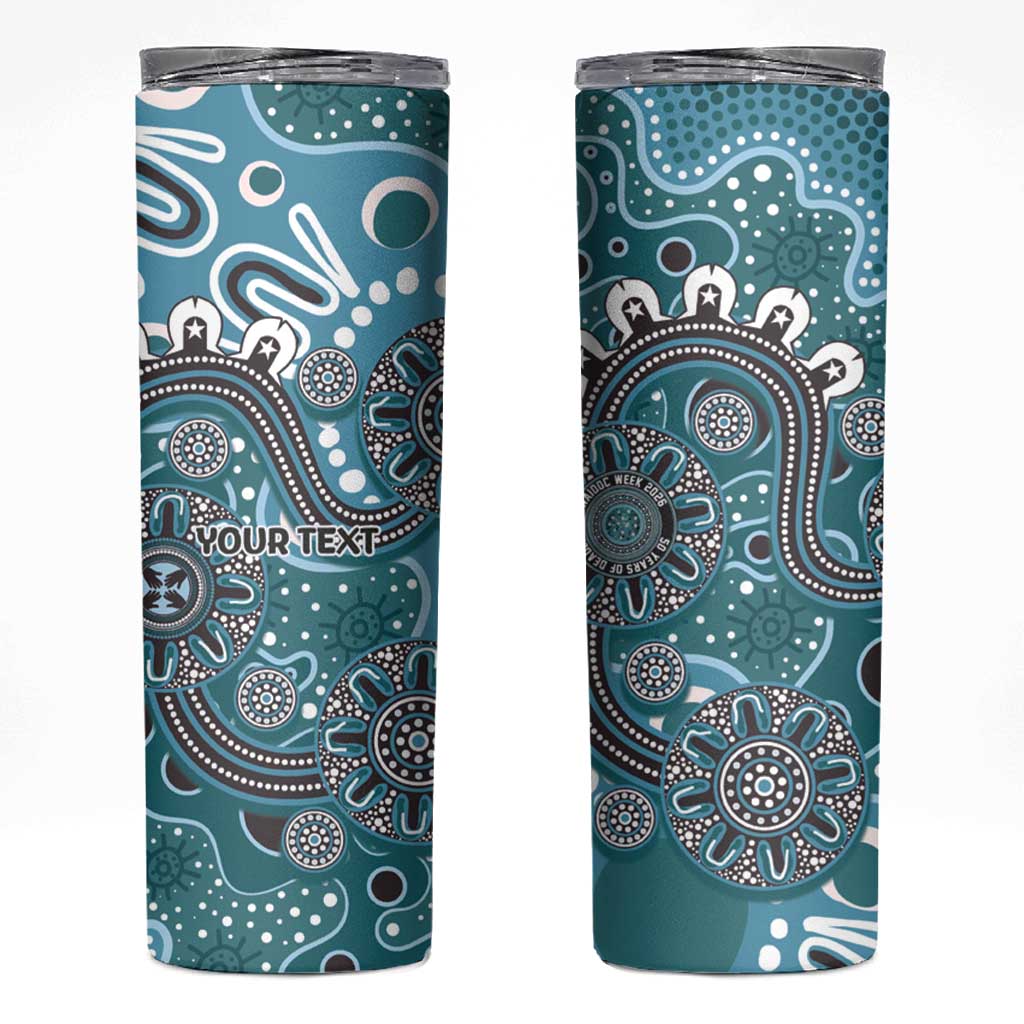 Personalised NAIDOC Week 50 Years Deadly Always Skinny Tumbler Teal Aboriginal Artwork Dot Painting