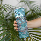 Personalised NAIDOC Week 50 Years Deadly Always Skinny Tumbler Teal Aboriginal Artwork Dot Painting