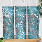 Personalised NAIDOC Week 50 Years Deadly Always Skinny Tumbler Teal Aboriginal Artwork Dot Painting