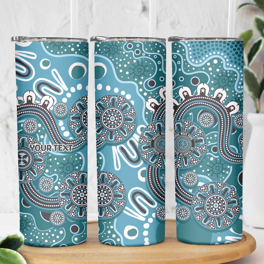 Personalised NAIDOC Week 50 Years Deadly Always Skinny Tumbler Teal Aboriginal Artwork Dot Painting