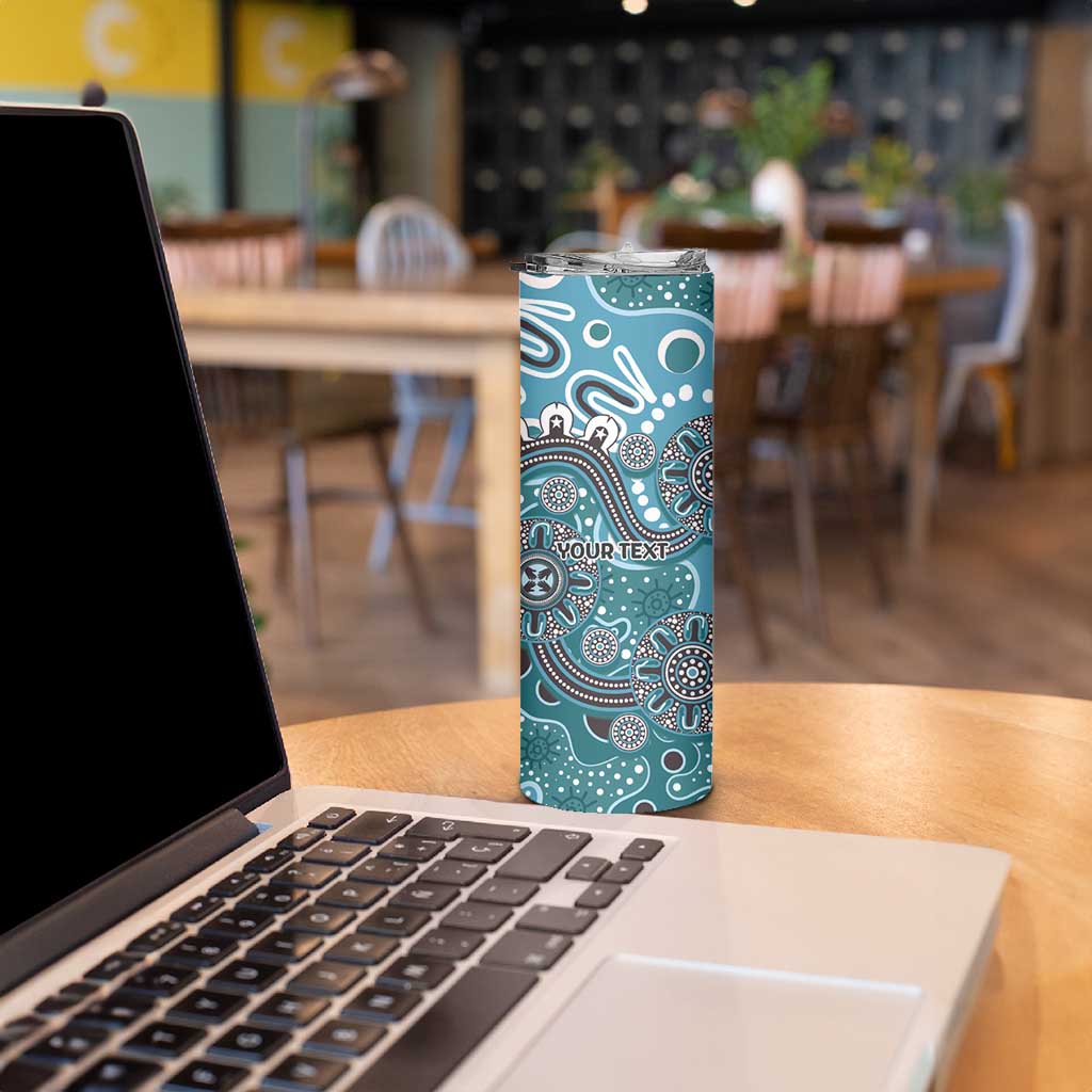 Personalised NAIDOC Week 50 Years Deadly Always Skinny Tumbler Teal Aboriginal Artwork Dot Painting