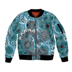 Personalised NAIDOC Week 50 Years Deadly Always Sleeve Zip Bomber Jacket Teal Aboriginal Artwork Dot Painting