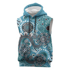 Personalised NAIDOC Week 50 Years Deadly Always Sleeveless Hoodie Teal Aboriginal Artwork Dot Painting