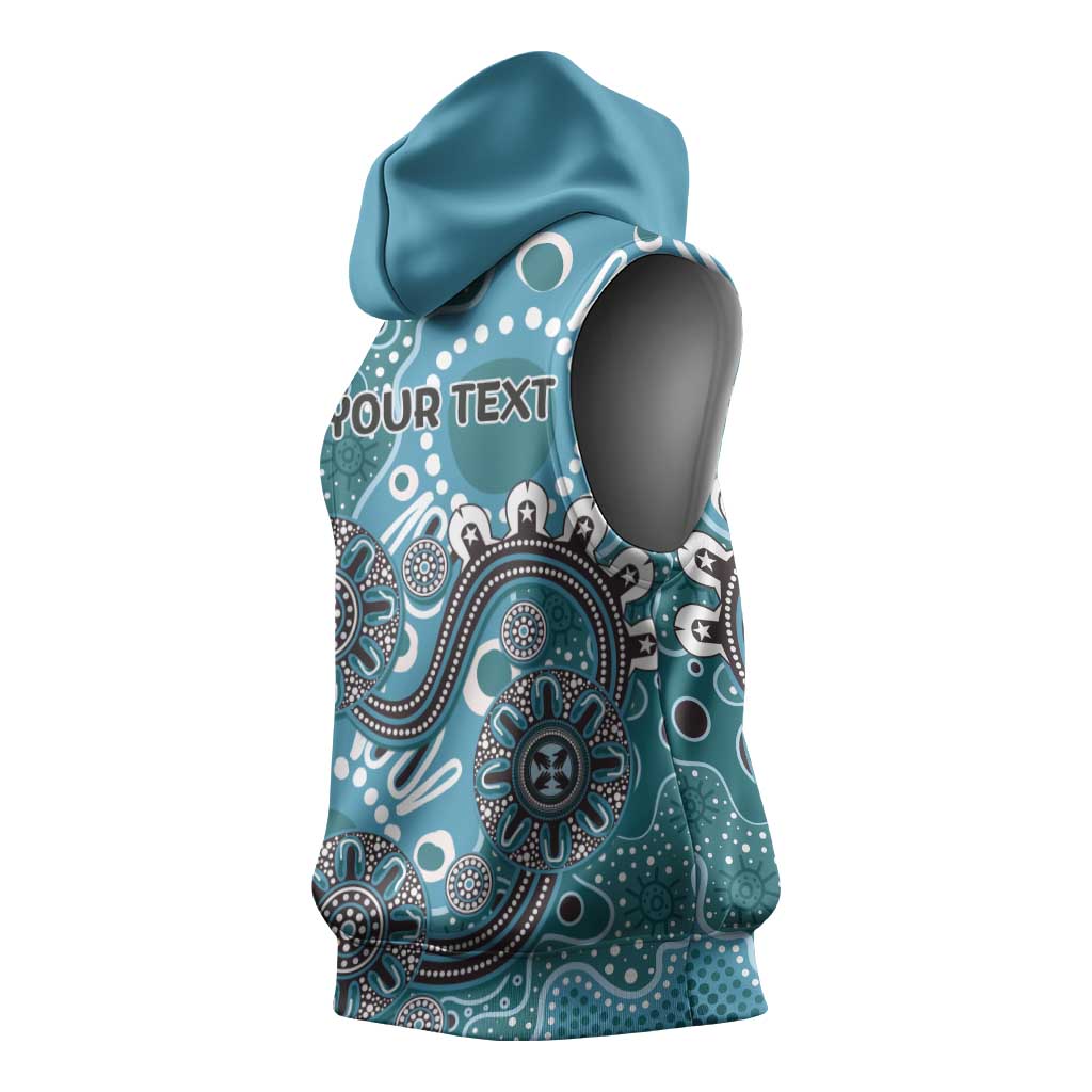 Personalised NAIDOC Week 50 Years Deadly Always Sleeveless Hoodie Teal Aboriginal Artwork Dot Painting