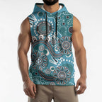 Personalised NAIDOC Week 50 Years Deadly Always Sleeveless Hoodie Teal Aboriginal Artwork Dot Painting