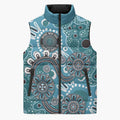 Personalised NAIDOC Week 50 Years Deadly Always Sleeveless Puffer Jacket Teal Aboriginal Artwork Dot Painting