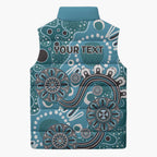 Personalised NAIDOC Week 50 Years Deadly Always Sleeveless Puffer Jacket Teal Aboriginal Artwork Dot Painting