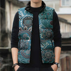 Personalised NAIDOC Week 50 Years Deadly Always Sleeveless Puffer Jacket Teal Aboriginal Artwork Dot Painting