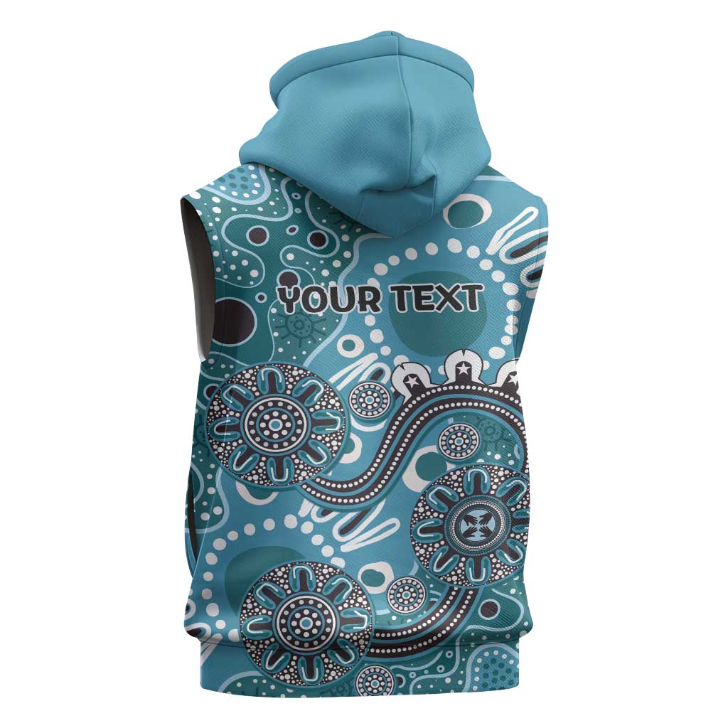 Personalised NAIDOC Week 50 Years Deadly Always Sleeveless Zip Hoodie Teal Aboriginal Artwork Dot Painting