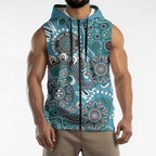 Personalised NAIDOC Week 50 Years Deadly Always Sleeveless Zip Hoodie Teal Aboriginal Artwork Dot Painting