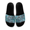 Personalised NAIDOC Week 50 Years Deadly Always Slide Sandals Teal Aboriginal Artwork Dot Painting