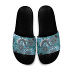 Personalised NAIDOC Week 50 Years Deadly Always Slide Sandals Teal Aboriginal Artwork Dot Painting